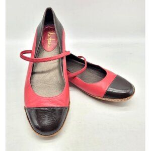 NWOT COLE HAAN Mary Jane Ballet Flats Shoes Cap Toe Red Brown Office Party Walk
